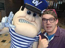 Louis the Laker with a person